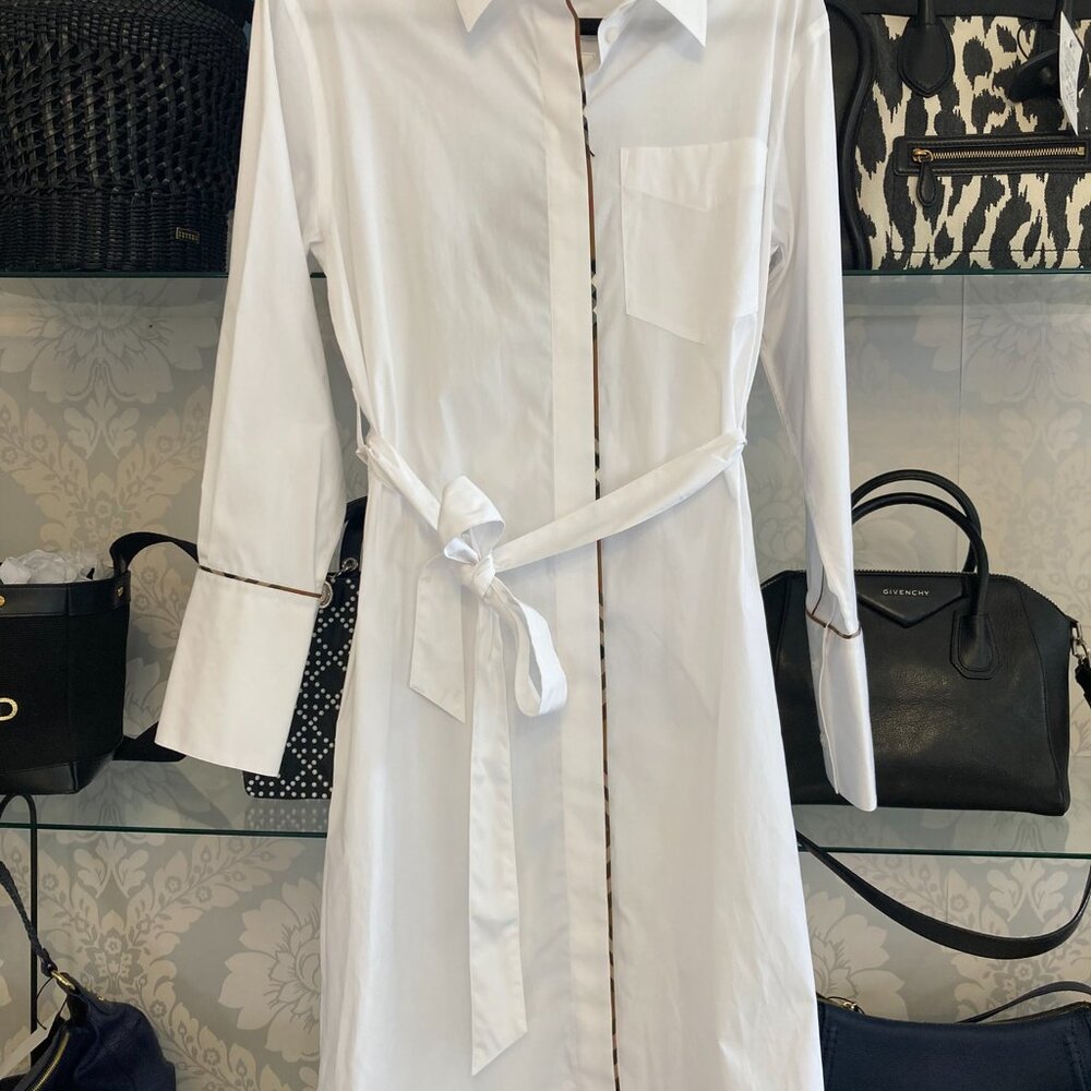 Burberry Kelsy Mid-length Shirt Dress White NWT - Size Medium